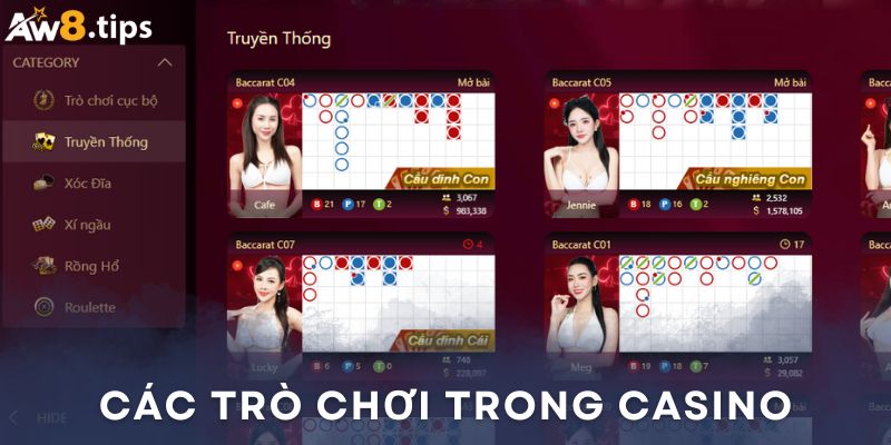 Các trò chơi đang hot của sảnh casino