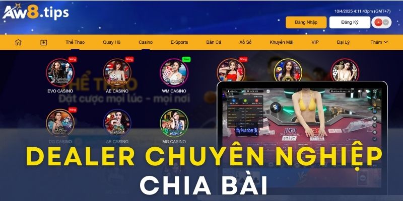 Casino với Dealer thật chia bài