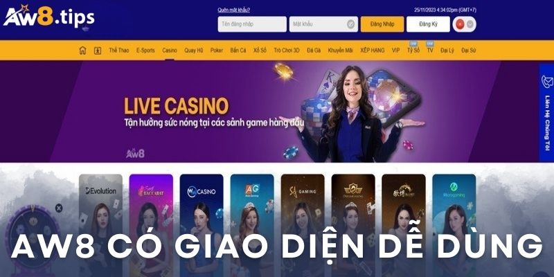 Aw8 có giao diện dễ dùng và nạp rút rất nhanh