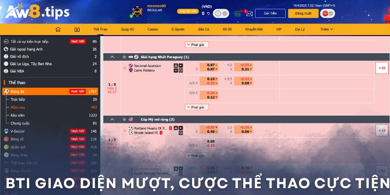 Giao diện trực quan, tỷ lệ cược ổn định, dễ theo dõi mọi trận đấu